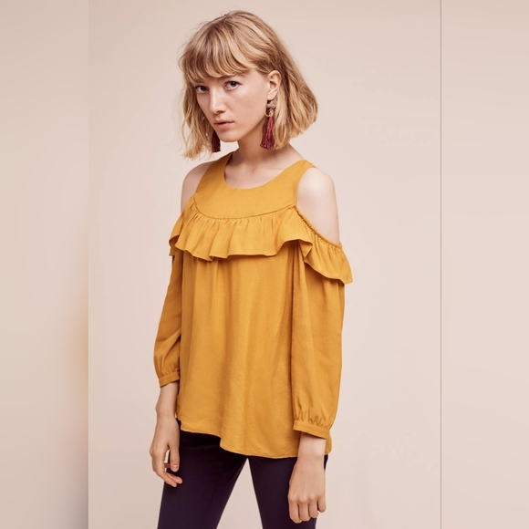 Anthropologie Tops - Anthropologie Maeve Brearly Open Shoulder Shirt